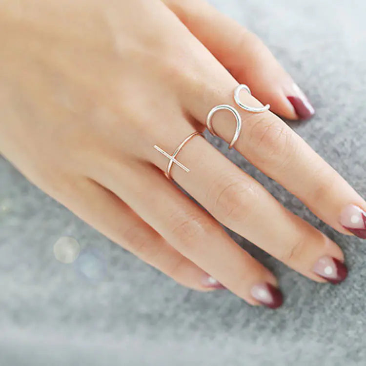 Minimalist Fashion Ring, Cross Cylinder Geometric Ring, Dainty Ring, Korean Fashion