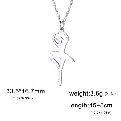 Elegant Ballet Dancer Pendant Necklaces for Women, Teen Girls