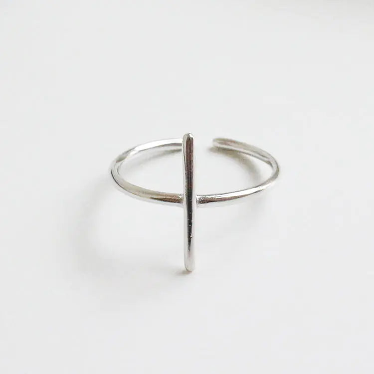 Minimalist Fashion Ring, Cross Cylinder Geometric Ring, Dainty Ring, Korean Fashion