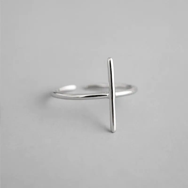 Minimalist Fashion Ring, Cross Cylinder Geometric Ring, Dainty Ring, Korean Fashion